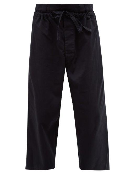 Matchesfashion.com Jw Anderson - Double Layer Cotton Twill Wide Leg Trousers - Mens - Navy