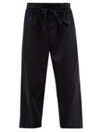 Matchesfashion.com Jw Anderson - Double Layer Cotton Twill Wide Leg Trousers - Mens - Navy