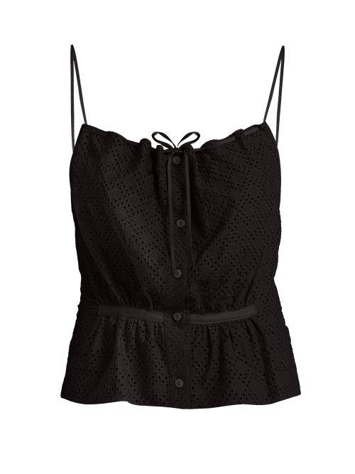 Matchesfashion.com Raey - Button Through Broderie Anglaise Cami Top - Womens - Black