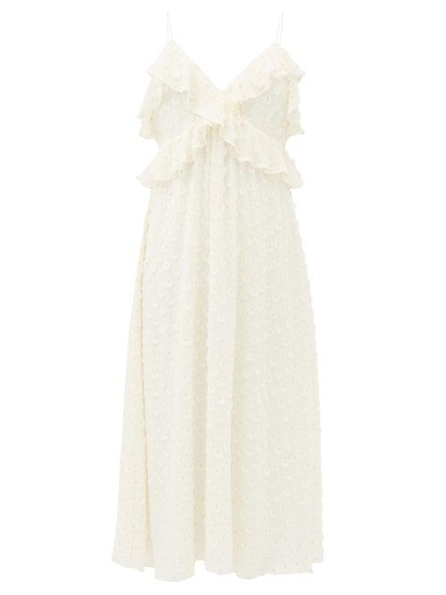 Matchesfashion.com Zimmermann - Ruffled Chiffon Midi Dress - Womens - Ivory