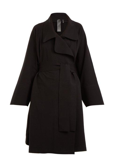 Matchesfashion.com Norma Kamali - Notch Lapel Cotton Blend Jersey Coat - Womens - Black