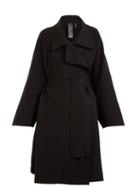 Matchesfashion.com Norma Kamali - Notch Lapel Cotton Blend Jersey Coat - Womens - Black