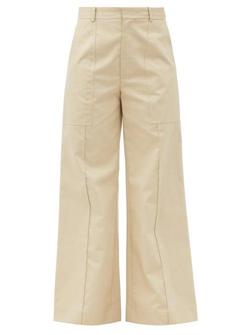 Matchesfashion.com Co - Patch-pocket Cotton-poplin Wide-leg Trousers - Womens - Cream