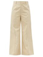 Matchesfashion.com Co - Patch-pocket Cotton-poplin Wide-leg Trousers - Womens - Cream