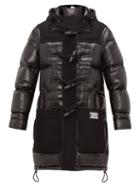 Matchesfashion.com Burberry - Hooded Technical Wool And Quilted Down Coat - Mens - Black
