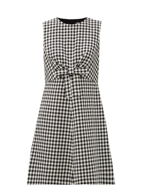 Matchesfashion.com Redvalentino - Bow-waist Houndstooth Mini Dress - Womens - White Black