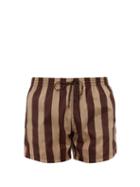 Matchesfashion.com Fendi - Logo-print Striped Swim Shorts - Mens - Black Beige