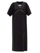 Matchesfashion.com Mm6 Maison Margiela - Lace-insert Cotton-sateen Midi Dress - Womens - Black