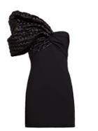 Matchesfashion.com Saint Laurent - Asymmetric Knotted Off The Shoulder Mini Dress - Womens - Black