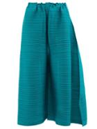 Pleats Please Issey Miyake - Technical-pleated Angled Culottes - Womens - Green