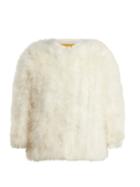 Matchesfashion.com Yves Salomon - Cropped Feather Embellished Jacket - Womens - White