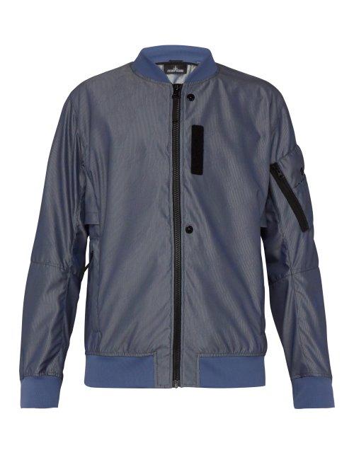Matchesfashion.com Stone Island Shadow Project - Striped Jacquard Bomber Jacket - Mens - Blue