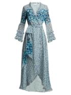 Matchesfashion.com Luisa Beccaria - Floral Print Chiffon Wrap Dress - Womens - Blue Print