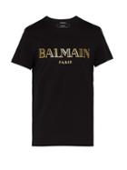 Matchesfashion.com Balmain - Logo Cotton T Shirt - Mens - Black Gold