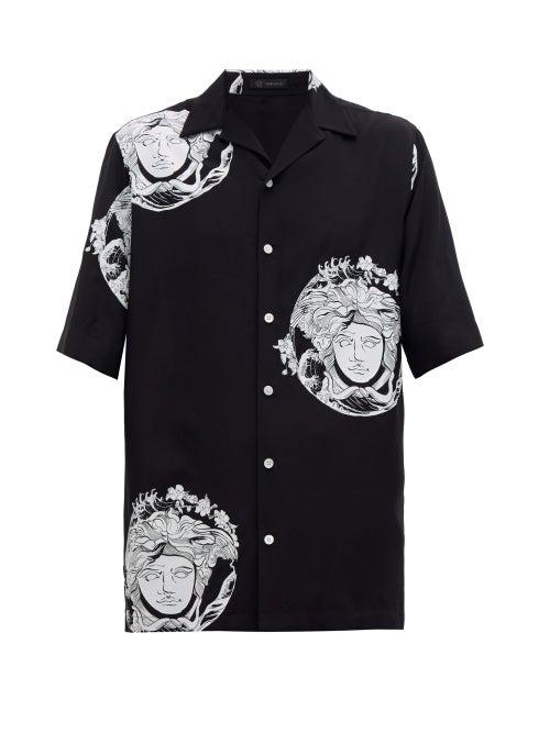 Matchesfashion.com Versace - Medusa Print Bowling Shirt - Mens - Black