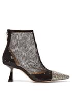 Matchesfashion.com Jimmy Choo - Kix 65 Crystal Embellished Mesh Ankle Boots - Womens - Black