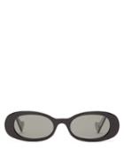 Matchesfashion.com Gucci - Oval Frame Acetate Sunglasses - Womens - Black Grey