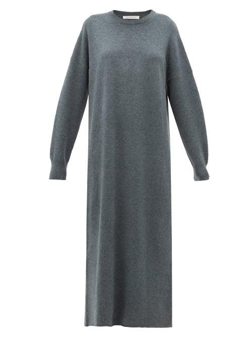 Matchesfashion.com Extreme Cashmere - No.106 Weird Wave Stretch Cashmere Sweater Dress - Womens - Khaki