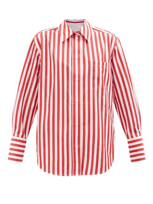 Victoria Beckham - Logo-embroidered Striped Cotton-poplin Shirt - Womens - Red White