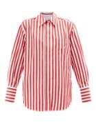 Victoria Beckham - Logo-embroidered Striped Cotton-poplin Shirt - Womens - Red White