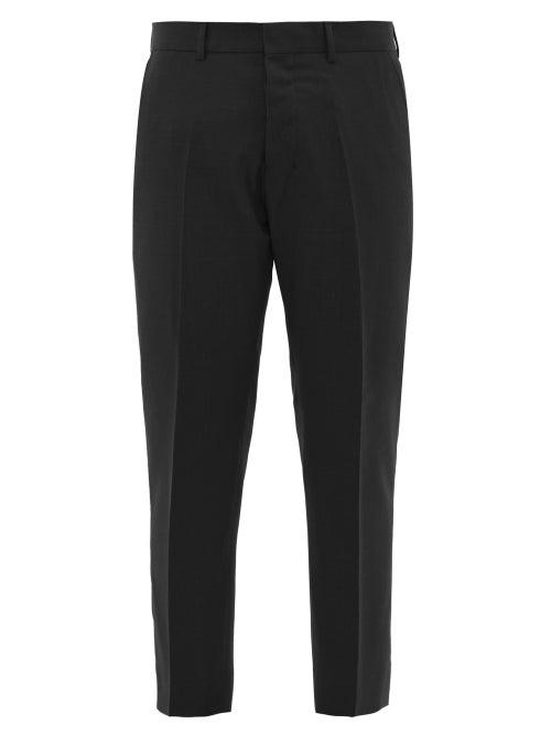 Matchesfashion.com Ami - Cropped Virgin Wool Twill Trousers - Mens - Black