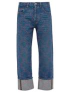 Matchesfashion.com Valentino - Logo Print Straight Leg Jeans - Mens - Blue
