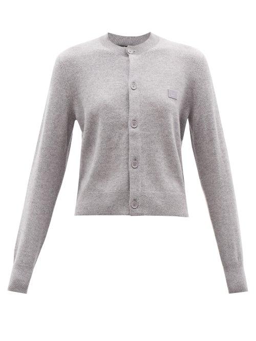 Acne Studios - Keva Face-logo Wool Cardigan - Womens - Grey