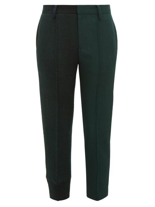 Matchesfashion.com Undercover - Mid Rise Wool Jersey And Canvas Capri Trousers - Womens - Dark Green