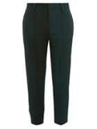 Matchesfashion.com Undercover - Mid Rise Wool Jersey And Canvas Capri Trousers - Womens - Dark Green
