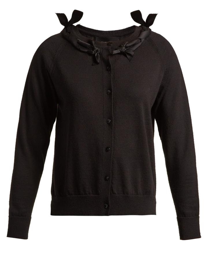 Simone Rocha Ribbon Bow-trimmed Wool Cardigan