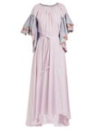 Matchesfashion.com Natasha Zinko - Ruffle Sleeve Cotton Dress - Womens - Purple Multi