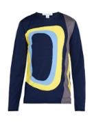 Matchesfashion.com Comme Des Garons Shirt - Abstract Intarsia Wool Blend Sweater - Mens - Navy