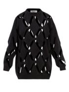 Valentino - Optical Valentino Cutout Wool Sweater - Womens - Black