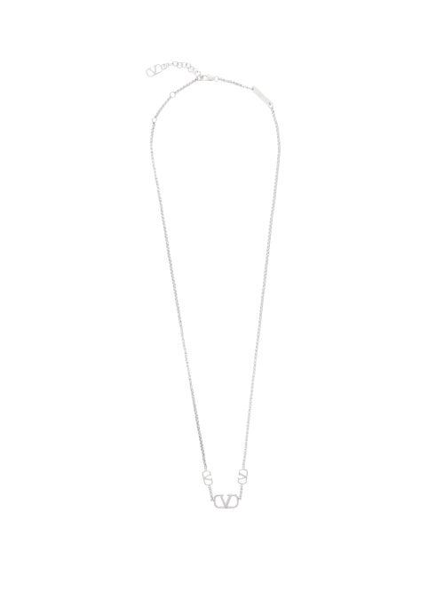 Matchesfashion.com Valentino Garavani - V-logo Charm Chain-link Necklace - Mens - Silver