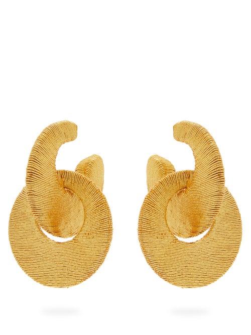 Matchesfashion.com Rebecca De Ravenel - Cord Double-hoop Earrings - Womens - Gold