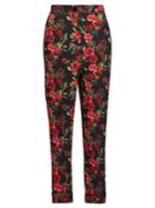 Dolce & Gabbana Rose-print High-rise Slim-leg Trousers