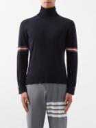 Thom Browne - Tricolour-intarsia Roll-neck Wool Sweater - Mens - Navy