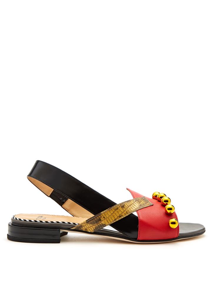 Toga Embellished Asymmetric Leather Sandals