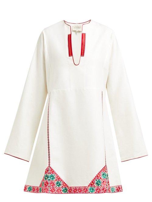 Matchesfashion.com Zeus + Dione - Skopelos Embroidered Silk Mini Dress - Womens - White
