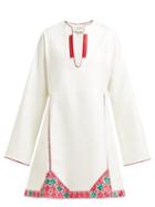 Matchesfashion.com Zeus + Dione - Skopelos Embroidered Silk Mini Dress - Womens - White