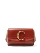 Matchesfashion.com Chlo - The C Leather And Suede Belt Bag - Womens - Dark Brown
