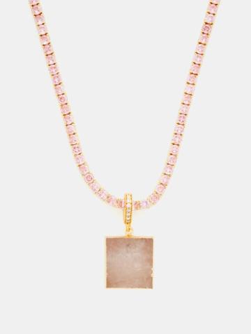 Crystal Haze - Rose Quartz, Crystal & 18kt Gold-plated Necklace - Womens - Pink Multi