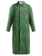 Matchesfashion.com Gucci - Yankees Logo Patch Wool Blend Tweed Coat - Womens - Green Multi