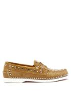Matchesfashion.com Christian Louboutin - Embellished Suede Deck Shoes - Mens - Beige
