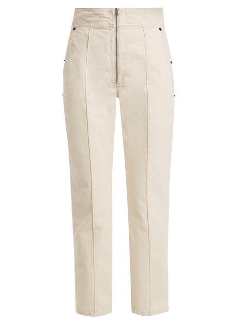 Matchesfashion.com Isabel Marant - Namiris High Rise Cotton Trousers - Womens - Cream