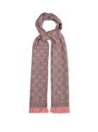 Gucci - Gg-jacquard Reversible Wool Scarf - Womens - Pink Silver