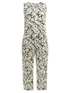 Matchesfashion.com Pleats Please Issey Miyake - Abstract Dash Print Pleated Jumpsuit - Womens - White Black
