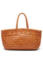 Ladies Bags Dragon Diffusion - Triple Jump Woven-leather Basket Bag - Womens - Tan