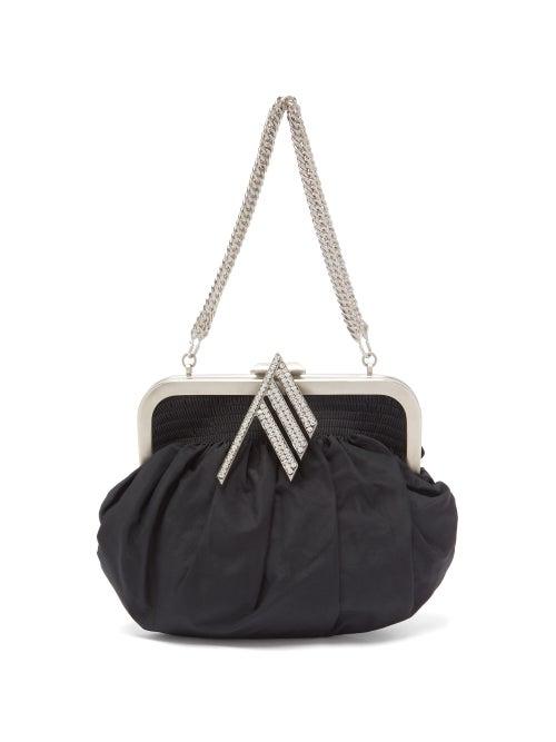 Matchesfashion.com The Attico - Swarovski-embellished Taffeta Clutch - Womens - Black