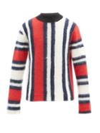 Matchesfashion.com 2 Moncler 1952 - Intarsia-striped Mohair-blend Sweater - Mens - Red Multi